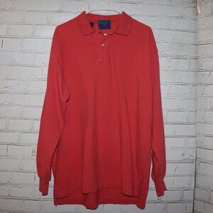 Woodward Long‑Sleeve Polo Shirt · Salmon · Size XL 100% cotton — Vintage